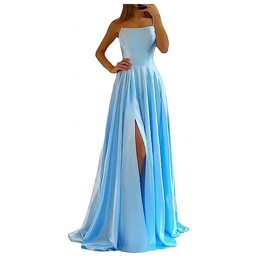 xxxiticat - abito da sera da donna, elegante, abito da sposa, da principessa, da damigella d'onore, con scollo a v e spalle scoperte, , acqua, s