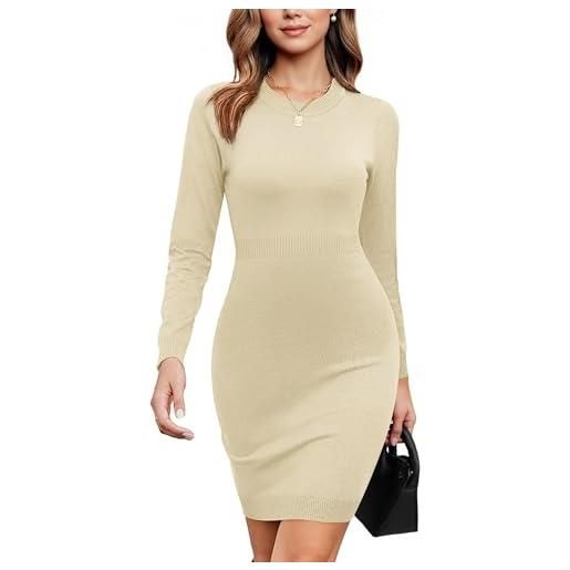 Gyabnw vestito donna invernale girocollo maglione abito manica lunga aderente mini abito elegante maglione lavorato abito a maglia donna casual