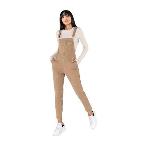 Nina Carter salopette in jeans da donna, jeans boyfriend, tuta in denim, aspetto usato, salopette estiva, xl