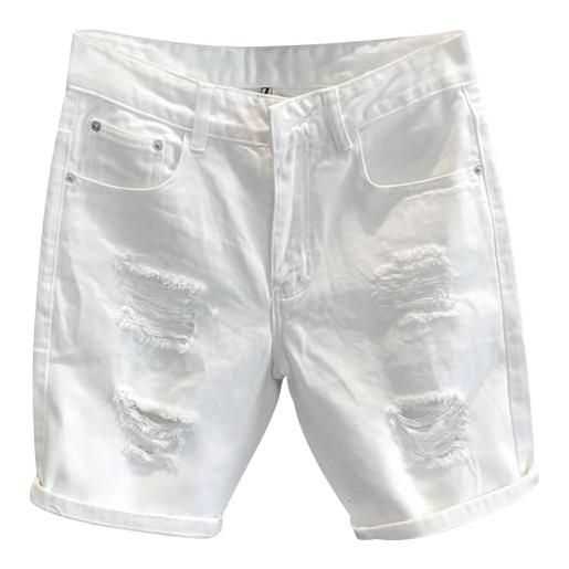 LUZOUCHE pantaloni corti da uomo jeans strappati stile hip hop jeans vintage lavati pantaloncini bermuda corti in denim estivi pantaloni di cotone alla moda abbigliamento da strada jeans pantaloni
