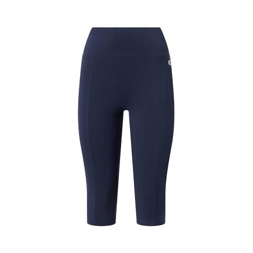 Champion leggings 3/4 in cotone elasticizzato da donna, icons, 118693 (it, testo, s, regular, regular, blu scuro)