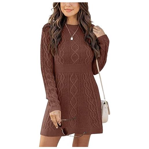 Ebifin vestiti donna invernali girocollo maglione abito elegante manica lunga abito linea a pullover vestito in maglia autunno. 