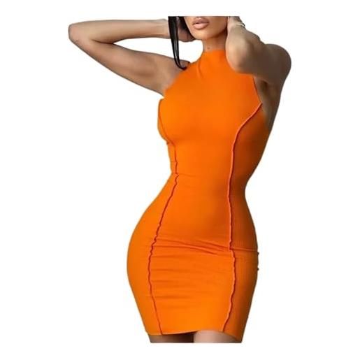 XIEHYA abito aderente vestito corto aderente senza maniche da donna, con spalline sottili, for feste in spiaggia, sexy, discoteca, streetwear