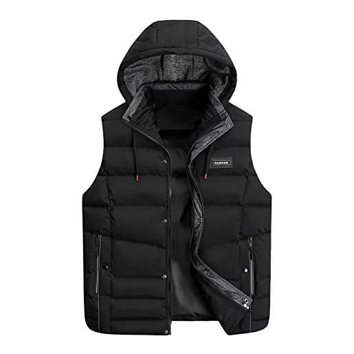 Kobilee smanicato uomo invernale con cappuccio taglie forti giubbotto smanicato leggero giubbino corto senza maniche piumino smanicato imbottita cotone gilet giacca casual 100 grammi