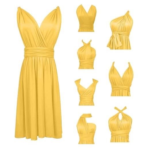 RUIRUILICO abito cerimonia donna con schiena scoperta multiway vestito elegante a portafoglio scollo a v mini abito da cocktail festa senza maniche