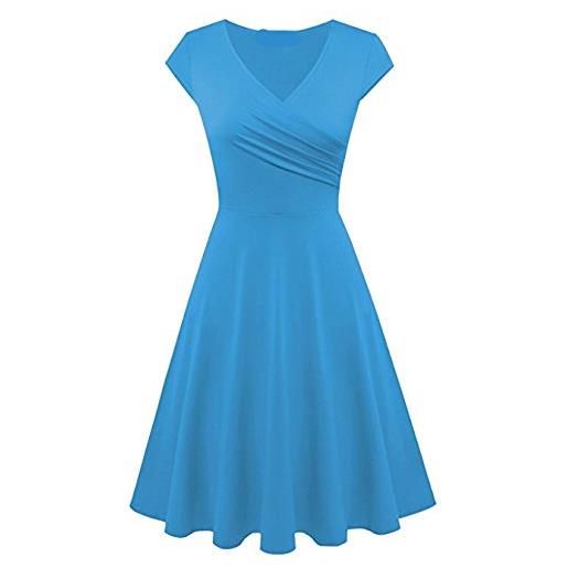 EFOFEI donna abiti aderenti scollo a v svasato trapezio abito midi abiti vintage anni '50