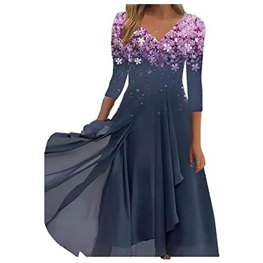 Cocila abiti cerimonia taglie forti abiti da donna con cuciture in chiffon casual a maniche lunghe da donna vestito elegante lunghi