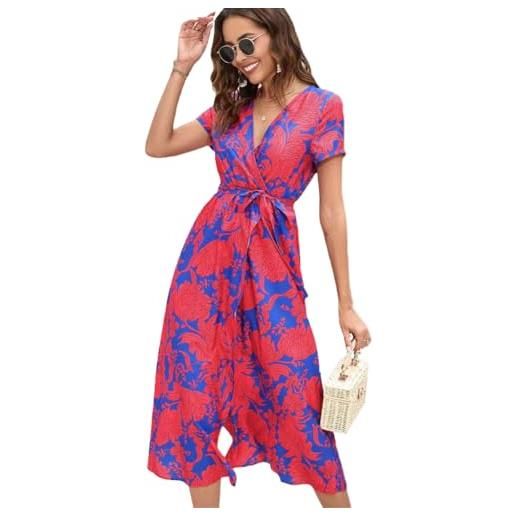 Lazz1on vestito estivo donna lungo elegante manica corta abiti scollo a v boho maxi abito spiaggia