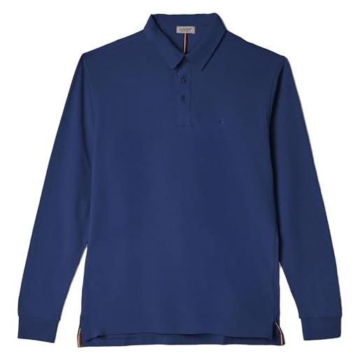 Coveri maglia a polo uomo manica lunga sportiva caldo cotone felpata jersey blu (xxl - denim)