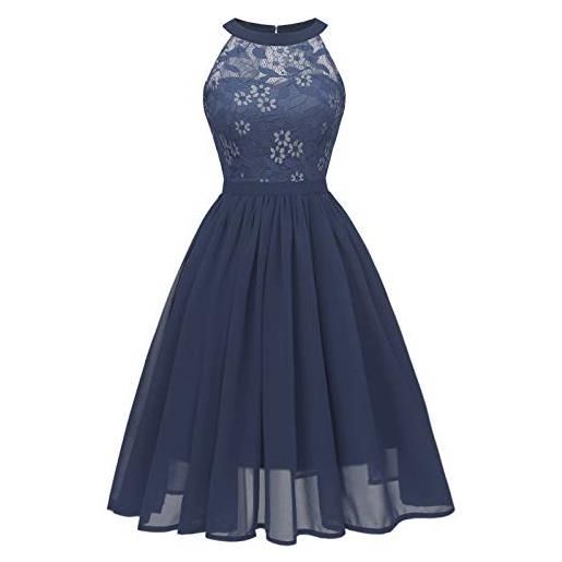 BOTCAM abito da damigella d'onore lunghezza al ginocchio, linea a, elegante, per matrimonio, abito festivo, corto davanti lungo dietro, senza maniche, in chiffon, da donna, elegante, abito da cocktail