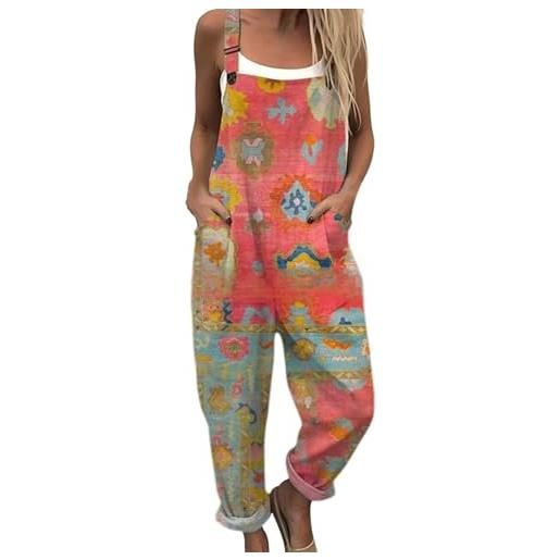 Generico salopette donna estiva lunga elegante tuta jumpsuit intera curvy casual moda stampa jumpsuits comoda larga pantaloni da lavoro con tasca leggera baggy salopettes da casa, playsuit mare