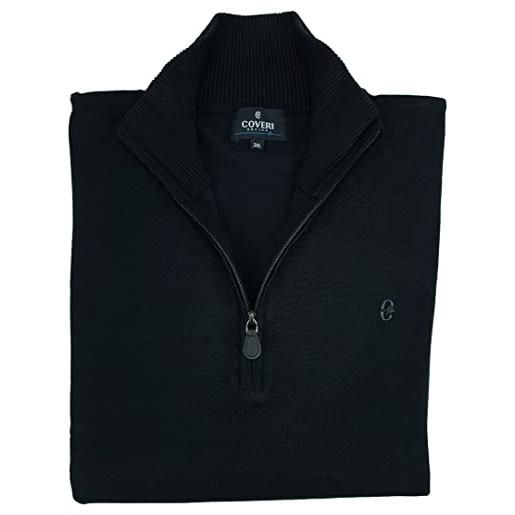Coveri maglia maglione a lupetto uomo mezza zip collo alto con cerniera m l xl xxl xxxl (l - nero)