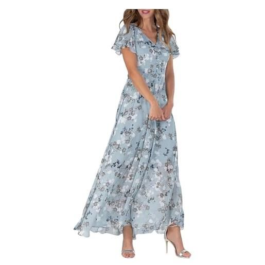Generic abito lungo estivo donna vestito a mezze maniche boho curvy leggera elasticizzata vestiti casual mare spiaggia da con tasche comodi prendisole viaggio per estate