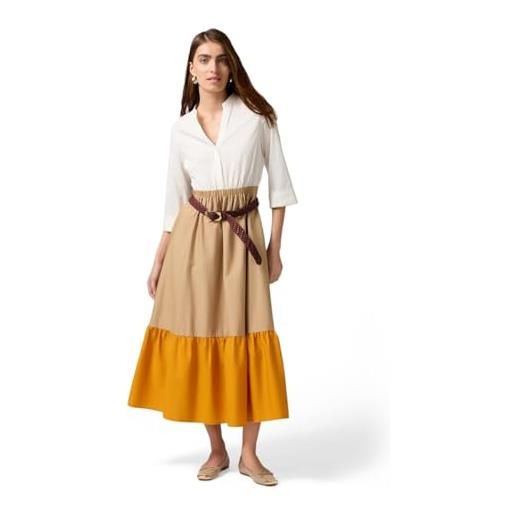 Oltre: vestito lungo colour block arancione. 50 stagione primavera estate 2025. 