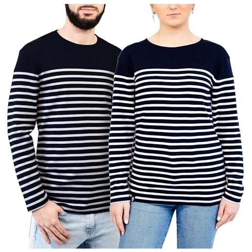 Breizh Ocean - maglia uomo o donna, da xs dalla 4xl, marchio francese lanester, maglietta uomo manica lunga a righe a cotone biologico - disponibili taglie grandi