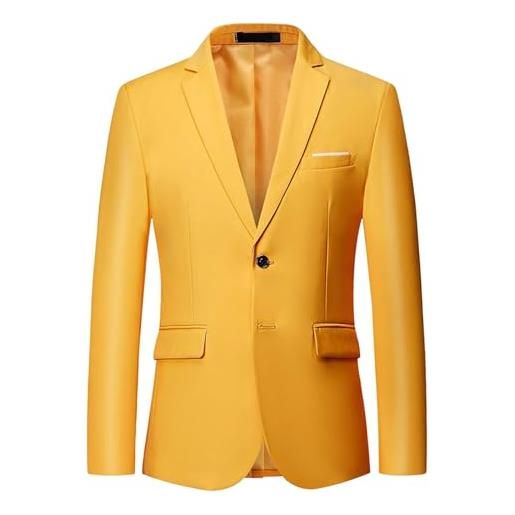 Generic giacca elegante da uomo, casual, slim fit, giacca sportiva da lavoro, in maglia, leggera, con due bottoni, abito formale