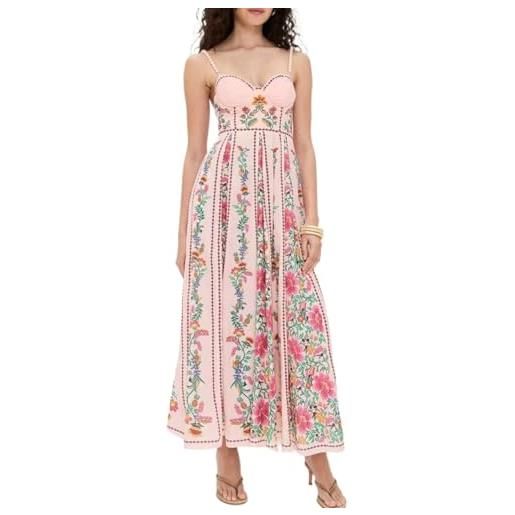 Asiasioc abiti da donna casual, abiti da donna estivi, a vita alta, stampa bretella casual alla moda