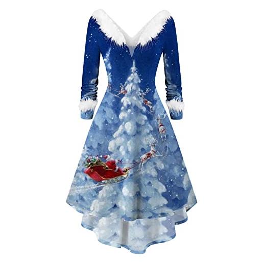 NaLatia vestito di natale da donna abiti babbo natale curvy abito di velluto maniche lunghe vestiti natalizio costumi babbo natala invernale scollo a v elegante abito da sera cerimonia