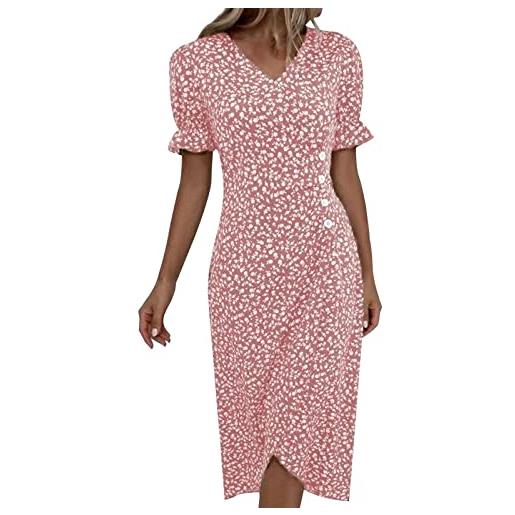 Generico vestito donna estivo a mezze maniche lunghezza media country indiana sundress abiti abito da spiaggia con tasche comodi prendisole viaggio primavera estate