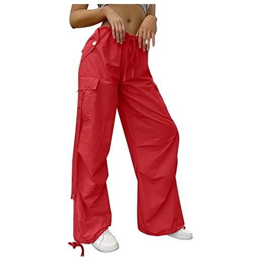KBOPLEMQ pantaloni cargo da donna baggy a vita alta, pantaloni cargo y2k, oversize, vintage, 90, baggy cargo, vita elasticizzata, pantaloni cargo da donna, pantaloni cargo dritti