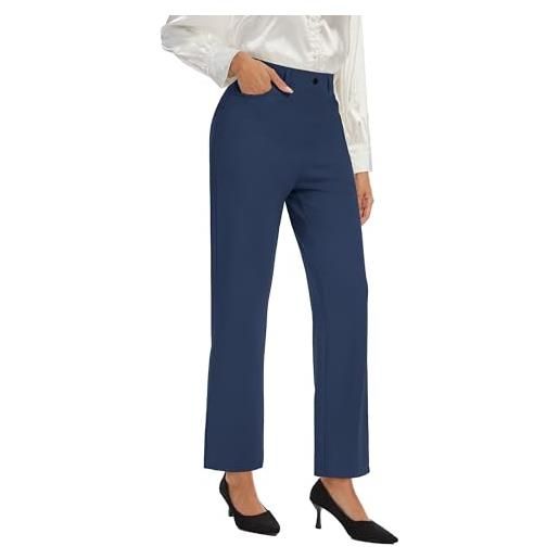 Desol pantaloni da donna, eleganti, lunghi, a vita alta, dritti, con tasche, gamba larga, lounge palazzo