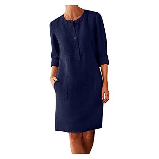 Generic abito estivo donna casual abito in lino estivi eleganti vestito casua vestito estivo spiaggia vestiti donna estivi corti senza maniche comodo casual abiti sole