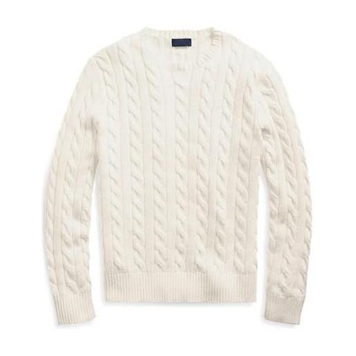 Dressnu maglione uomo ricamato girocollo cavo pullover, albicocca, l