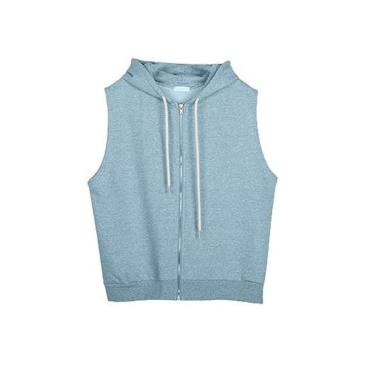 Générique felpa senza maniche da donna, con cappuccio, leggero, con cerniera, con coulisse, con cappuccio, casual, per uso quotidiano, cappotti per la casa, tinta unita