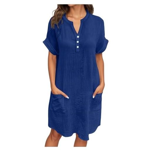LKRSEEF vestito donna estivo abiti estivi abitino curvy prendisole boho larghi chemisier lino vestitino primaverile estate abito vestitini corto tubino cotone vestiti