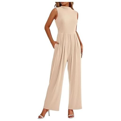 Haibang tuta jumpsuit donna elegante girocollo monopezzi e tutine estiva tuta intera senza manica pagliaccetti lungo a gamba larga cerimonia cocktail overall casual playsuit moda rompers con tasche