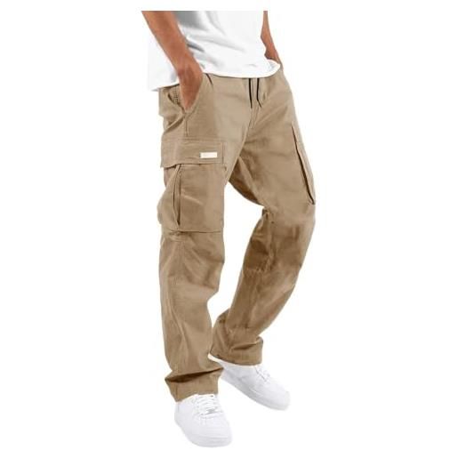 Kswlwccpp pantaloni da lavoro, pantaloni cargo uomo - nero pantalone cotone larghi pantalonis da lavoro estivi militari elastico alla caviglia streetwear, s-5xl