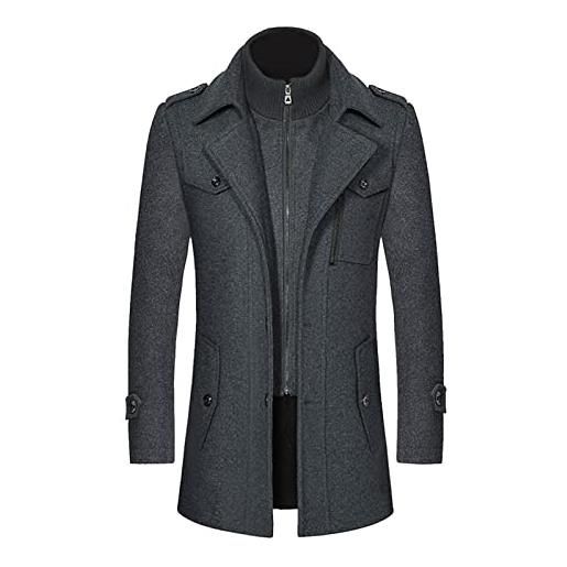 Generico trench uomo in tweed doppio petto business viaggi cappotti lana elegante capispalla a maniche lunghe classico trench coat da uomo di lana caldo soprabito media lunghezza mezze stagioni taglie forti