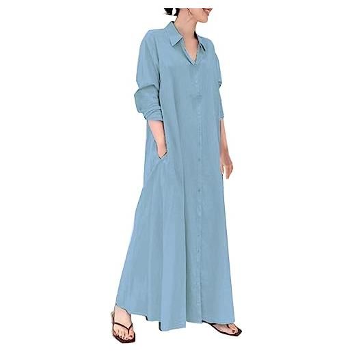 Cocila vestito lungo in cotone abito cocktail donna estivo abiti taglie forti donna vestito donna tunica miniabito manica corta vestito donna rosa elegante offerte natale lampo (bu1, xxxl)