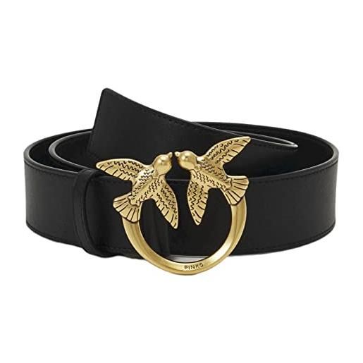 Pinko love berry simply h4 belt vite, cintura donna, z99q_nero-antique gold, s