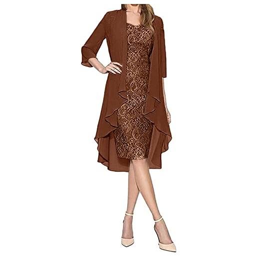 Vagbalena donne classico chiffon splicing due pezzi abiti eleganti partito abiti donna tinta unita due pezzi pizzo cardigan chiffon partito matrimonio abito lungo