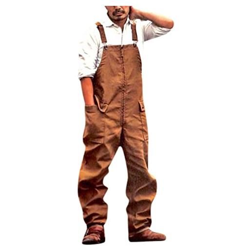Generico salopette uomo in casual pantaloni strappati uomo in tinta unita salopette uomo slim fit moda jumpsuit
