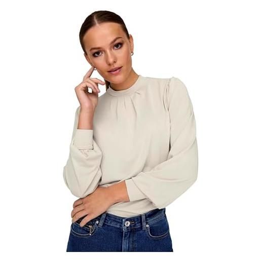 Only onlfree life l/s modal highneck top jrs camicia da donna, pumice stone. , xs