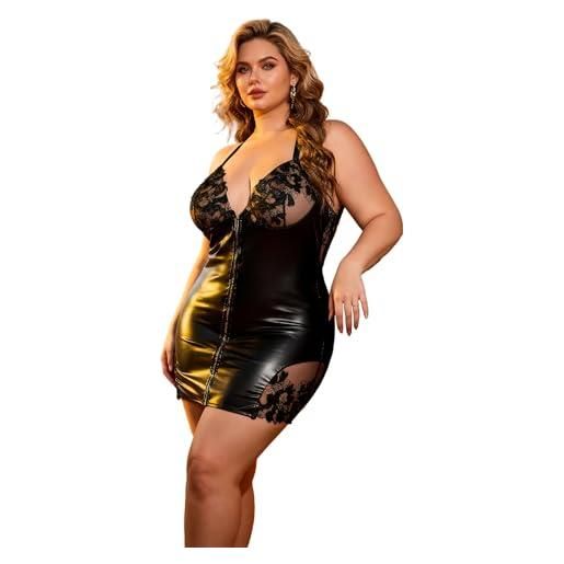 ohyeahlady vestito donna sexyhot pelle pu mini vestito discoteca corto abito sexydonna hot curvy pelle pu taglie forti bodycon clubwear cocktail party festa