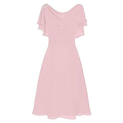 BOTCAM abito da festa donna elegante lungo in chiffon - slim fit, linea ad a, con volant - per matrimonio, sera, estate - lunghezza al ginocchio - damigella d'onore