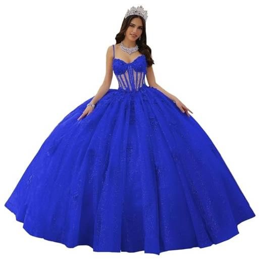 Fuomomo abiti stile quinceanera con spalline sottili abiti stile quinceanera con scollo a cuore applicazioni in pizzo abiti scintillanti in tulle per adolescent mt041