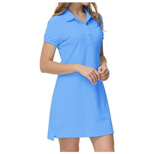 MoFiz vestito polo donna manica corta estate sportivo tenis golf dress azul cielo xl