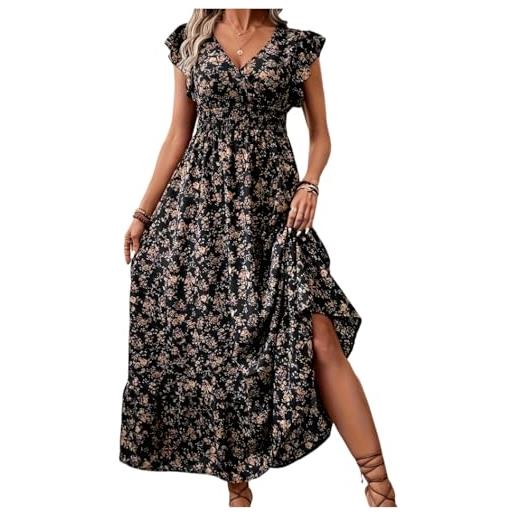 LOKLNEYK vestito lungo estivo donna vestiti estivi donna curvy mezze maniche mini elastico bianco cotone casual maniche lunghe lino comodi abbigliamento 11#nero l