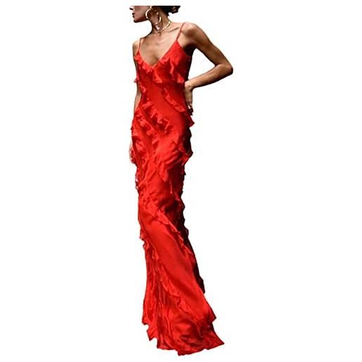 Vagbalena abito senza spalline da donna con spalline senza maniche abito senza spalline abito lungo con nappa floreale y2k abito con nappa senza spalline senza maniche abito trasparente