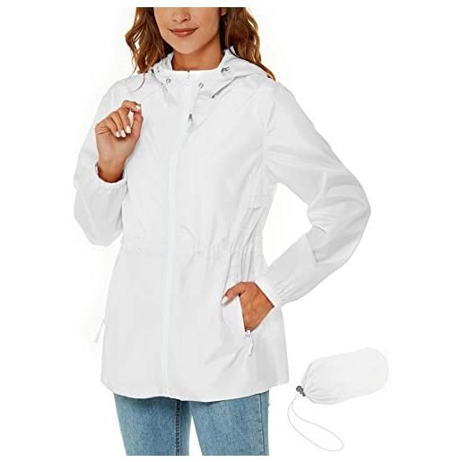 Rapbin impermeabile da donna giacca impermeabile leggera cappotti antipioggia all'aperto trench cappotto pieghevole con cappuccio impermeabile con tasca