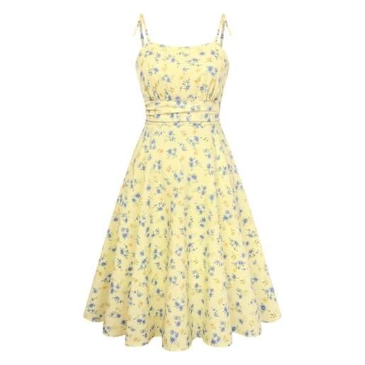 Belle Poque abiti estivi da donna con spalline sottili, linea ad a, abito da sole midi, abito casual con tasche, per vacanze e spiaggia, xl