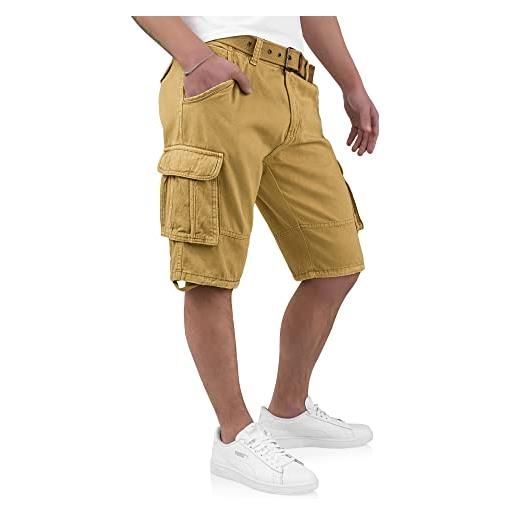 Indicode kjeld - pantaloncini cargo da uomo con 6 tasche, inclusa cintura in tessuto, in 100% cotone | pantaloncini corti bermuda estivi, pantaloncini corti da uomo, pantaloni cargo corti estivi per