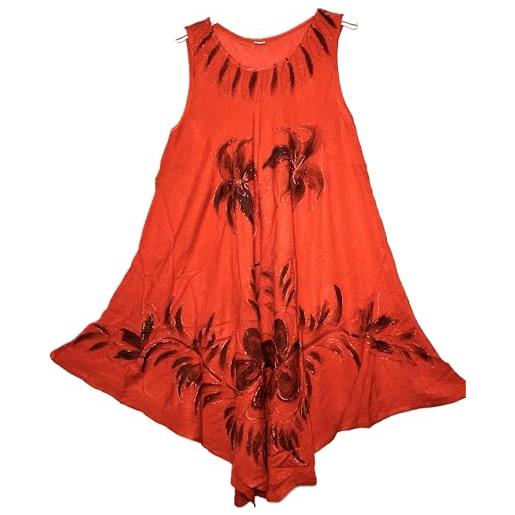 HCZ vestito estivo da donna, senza maniche, taglia unica, made in india, rosso, talla única grande