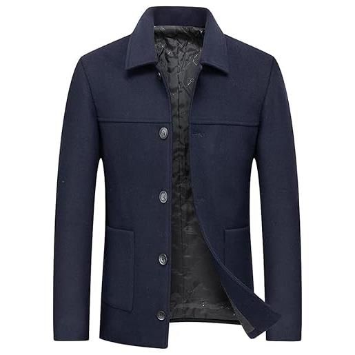 Allthemen cappotto invernale da uomo cappotto caldo cappotto corto slim fit giacca invernale da lavoro per il tempo libero blu xl
