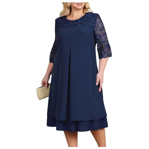 Goolecrimp abiti eleganti da madre della sposa in pizzo da donna con sette maniche scollo rotondo eleganti abiti da cocktail in pizzo lunghi ed eleganti adatti per gli invitati alle nozze