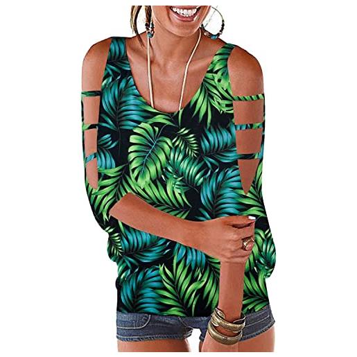 Ranphee camicia donna manica corta estive maglietta spalle scoperte maniche t shirt